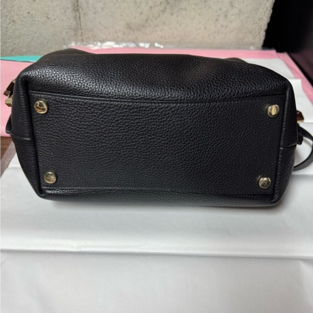 Michael Kors Greta Large Pebbled Leather Satchel Black - Picture 6 of 14